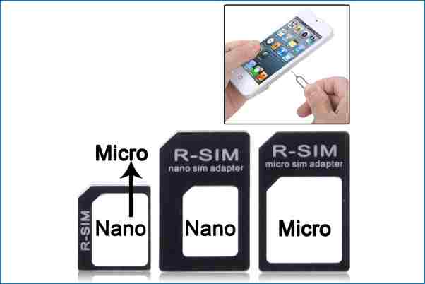 Para el adaptador Nano Sim y para el adaptador Micro Sim para Nano a para  el adaptador Micro