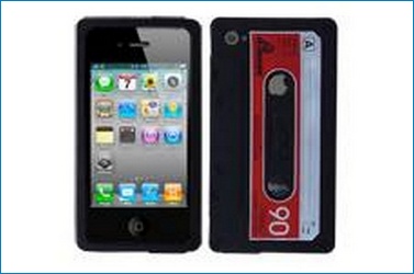 Funda Silicona iPhone 4 . Diseo Cassette Negro