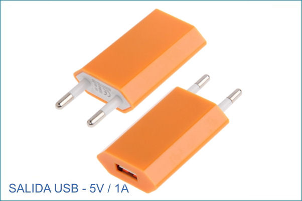Adaptador Cargador USB universal . Naranja
