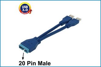 Cable interno USB 3.0 con dos conectores 20 pin M - 2 USB AM