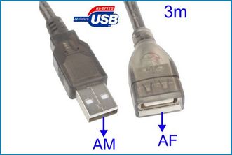 Cable Alargador USB Macho-Hembra . 3 metros