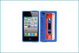 Funda Silicona iPhone 4 . Diseo Cassette Azul