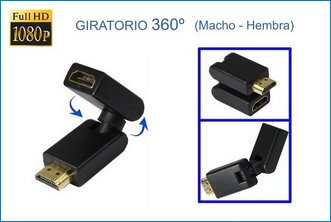 Adaptador HDMI Giratorio 360 Macho-Hembra